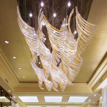 Modern new design creative restaurant plating gold led glass tube ceiling pendant lamp for Wedding Hall